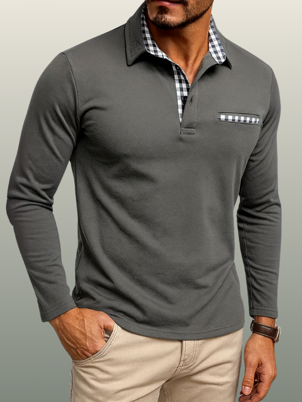 Polo invernale a maniche lunghe da uomo in tessuto raffinato - Design classico