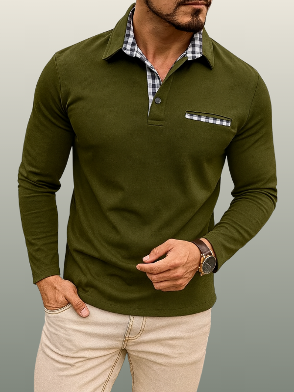 Polo invernale a maniche lunghe da uomo in tessuto raffinato - Design classico