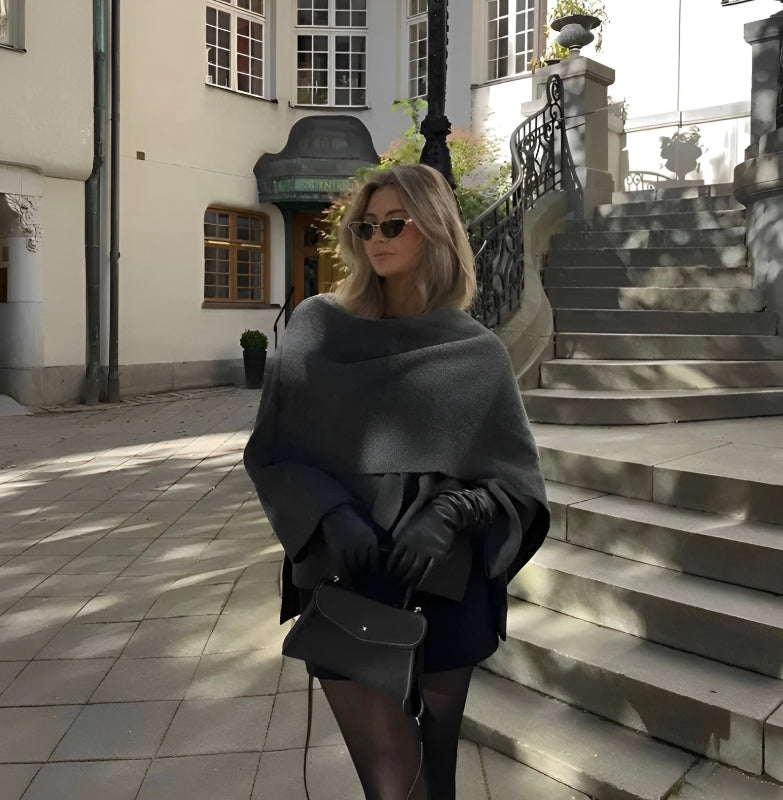 Poncho da Donna Asimmetrico Elegante e Confortevole per Inverno 3