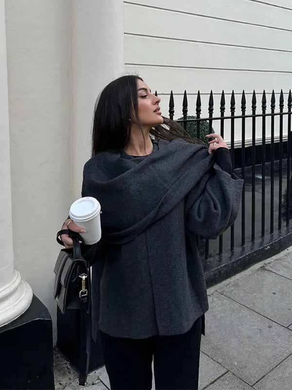 Poncho da Donna Asimmetrico Elegante e Confortevole per Inverno 4