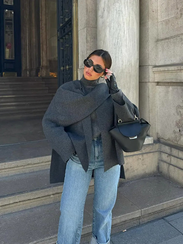 Poncho da Donna Asimmetrico Elegante e Confortevole per Inverno 6