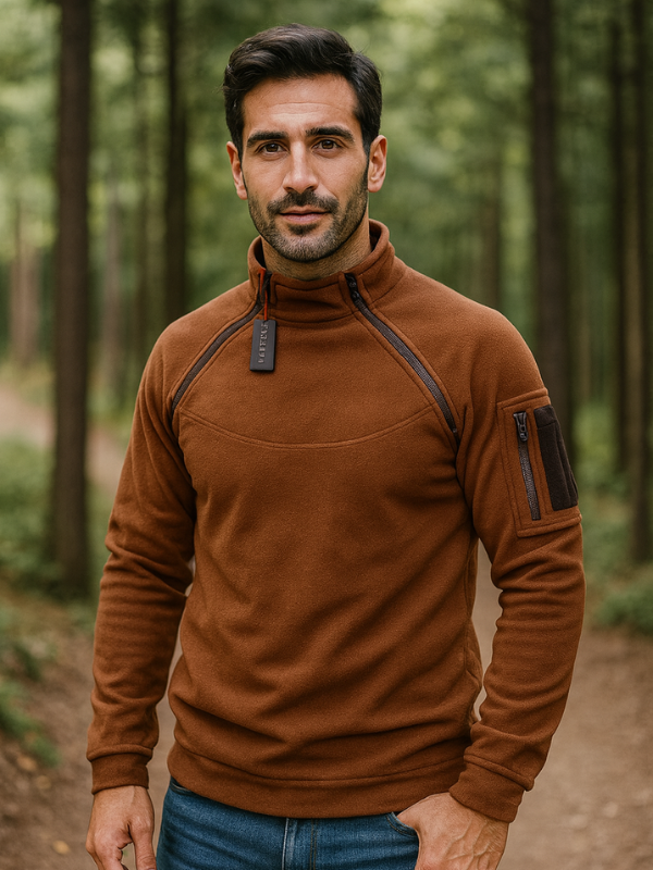 Herrenpullover Fleece Winddicht Elegant mit Taschen