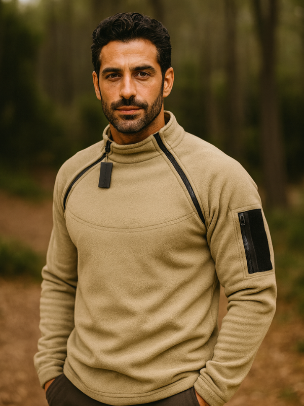 Herrenpullover Fleece Winddicht Elegant mit Taschen
