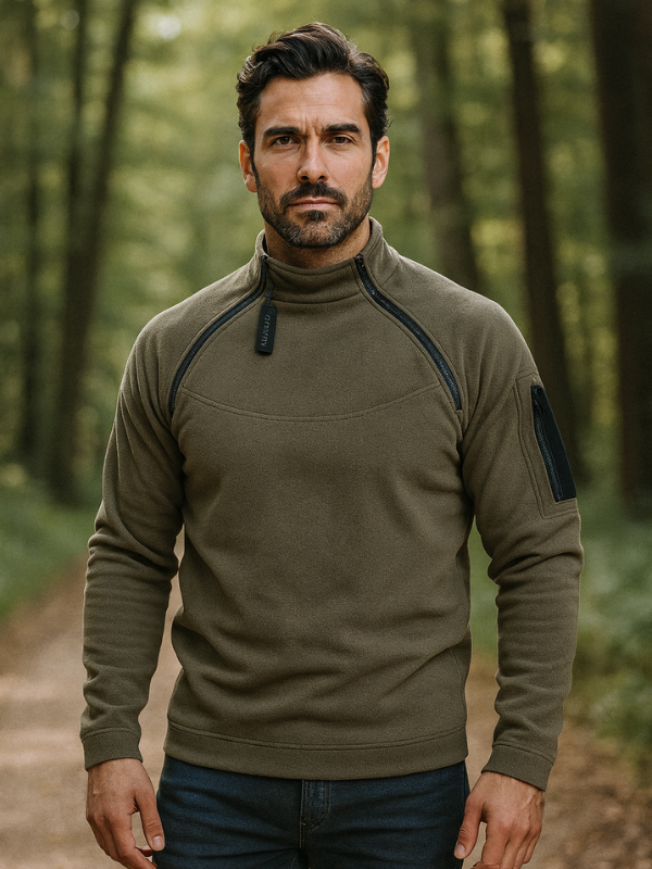 Herrenpullover Fleece Winddicht Elegant mit Taschen