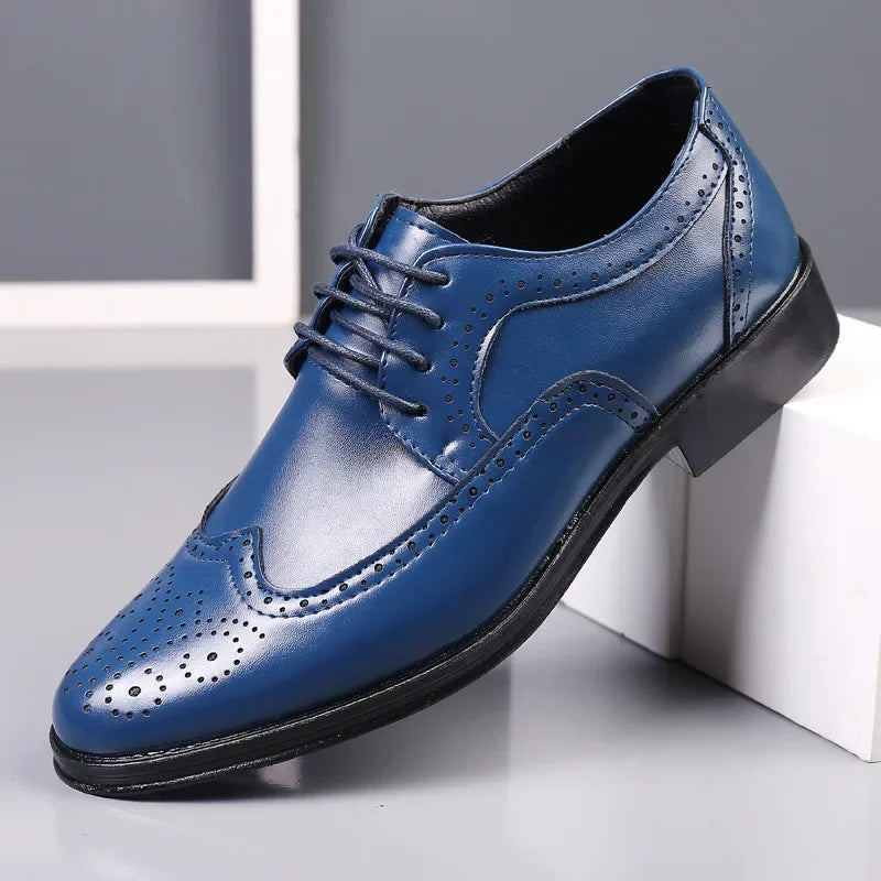 Scarpe Oxford Uomo Eleganti in Pelle con Finitura Lucida e Suola Antiscivolo 1