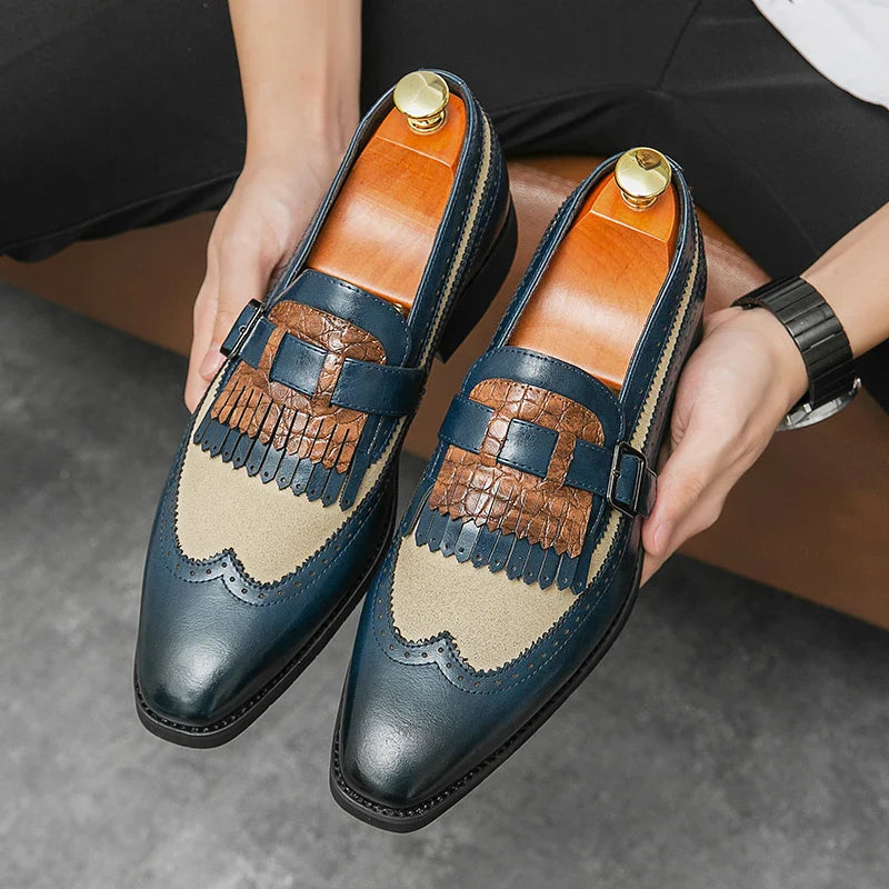 Scarpe da Uomo Brogue Eleganti con Design Slip-On e Finitura Lucida 0