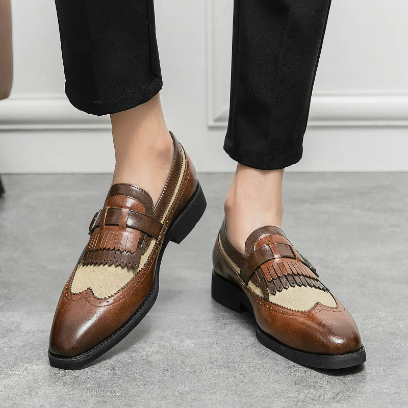 Scarpe da Uomo Brogue Eleganti con Design Slip-On e Finitura Lucida 4