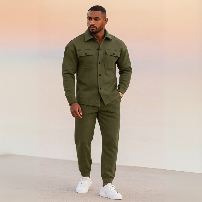 Set Athleisure da Uomo: Camicia Elegante e Pantaloni Jogging