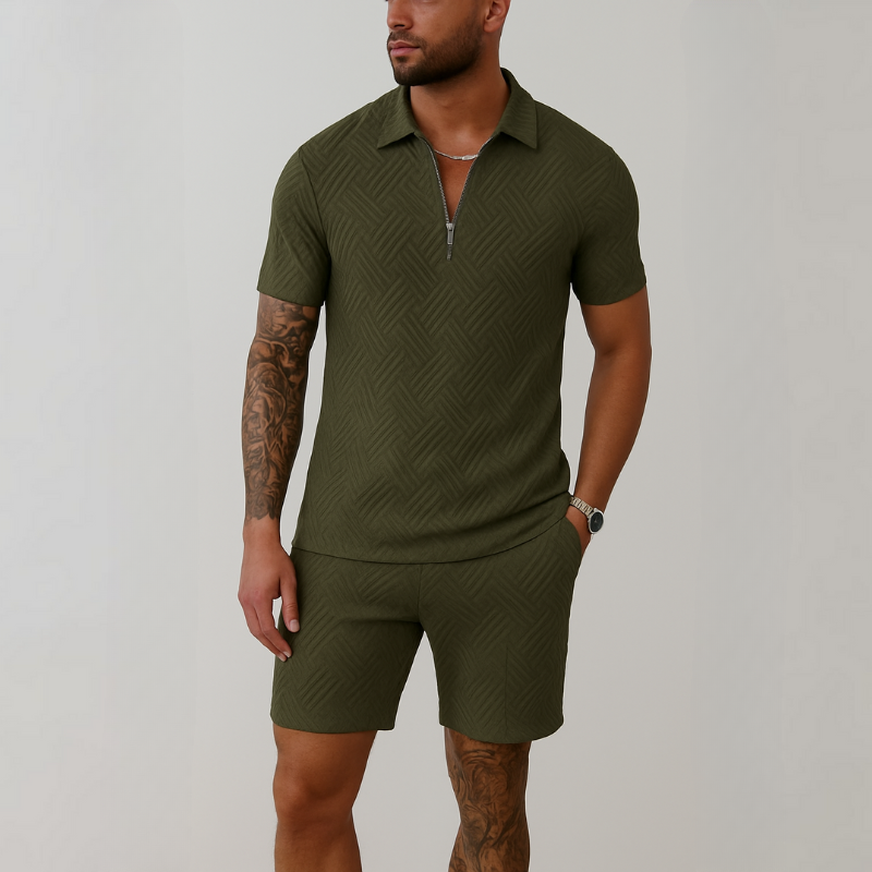 Set Estivo da Uomo con Polo e Pantaloni Corti Moderni Casual