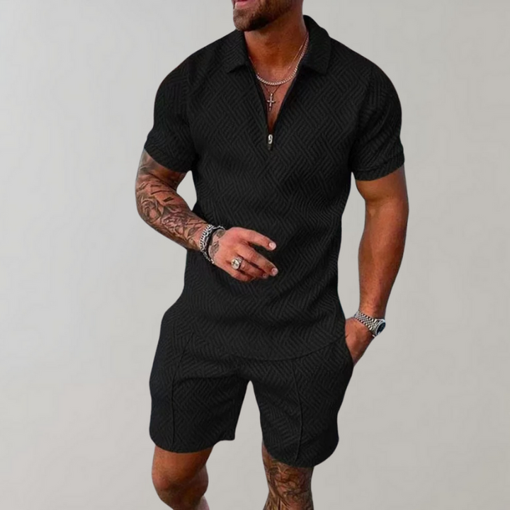 Set Estivo da Uomo con Polo e Pantaloni Corti Moderni Casual