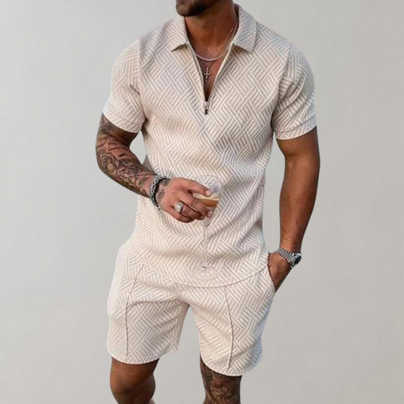 Set Estivo da Uomo con Polo e Pantaloni Corti Moderni Casual