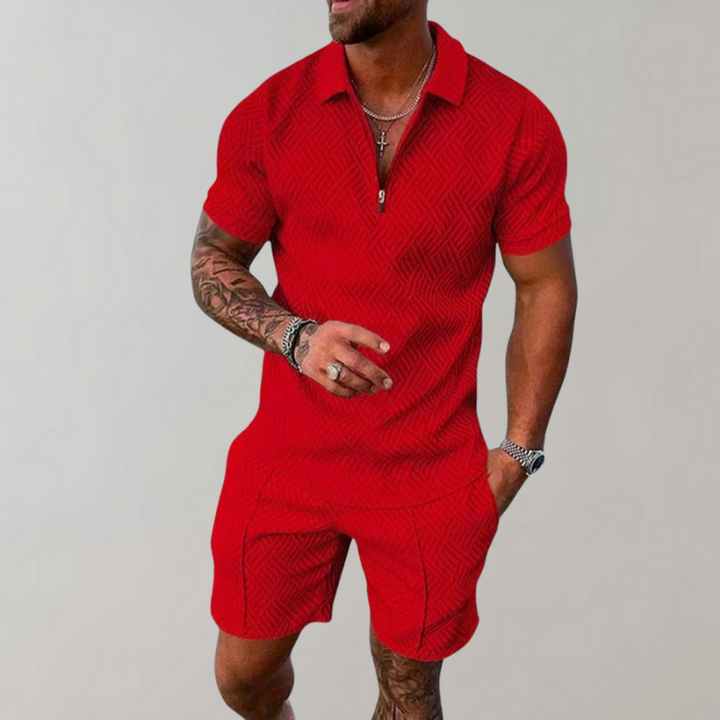 Set Estivo da Uomo con Polo e Pantaloni Corti Moderni Casual