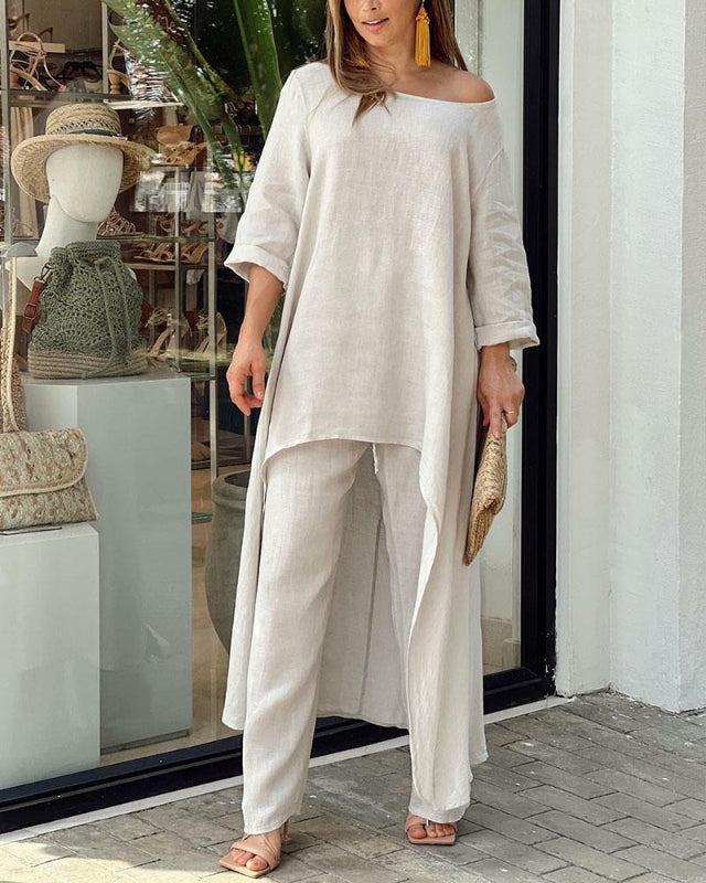 Set Estivo Donna Due Pezzi con Top Traspirante e Pantaloni A Vita Alta - Comfort e Stile per Giornate Calde 0
