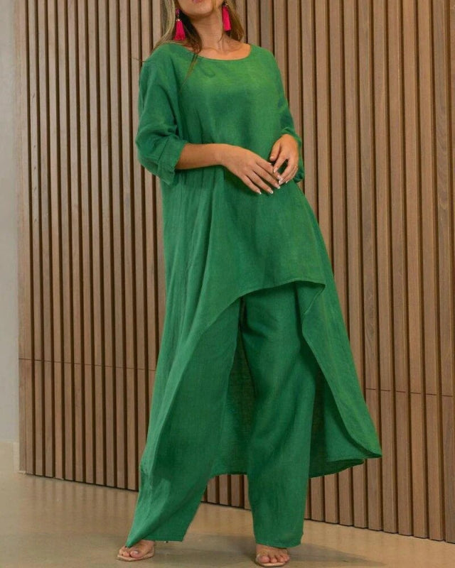 Set Estivo Donna Due Pezzi con Top Traspirante e Pantaloni A Vita Alta - Comfort e Stile per Giornate Calde 1