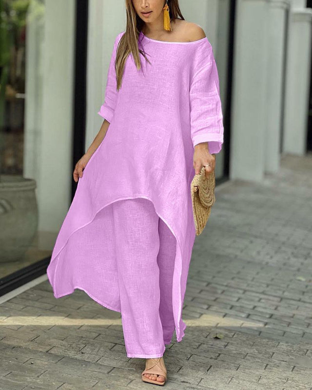 Set Estivo Donna Due Pezzi con Top Traspirante e Pantaloni A Vita Alta - Comfort e Stile per Giornate Calde 3