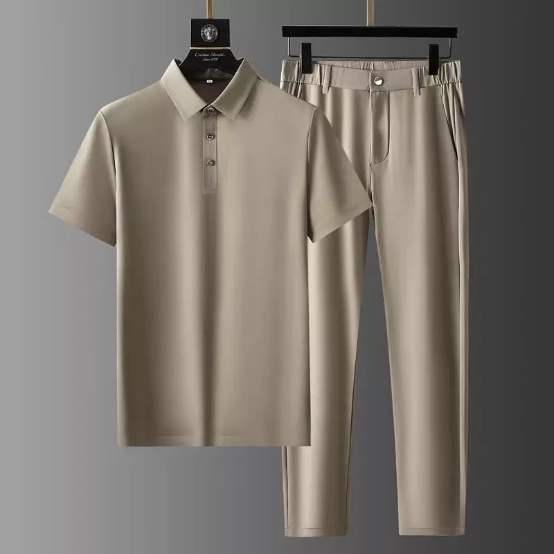 Set da Uomo a 2 Pezzi con Polo e Pantaloni per Comfort e Stile Elegante 0