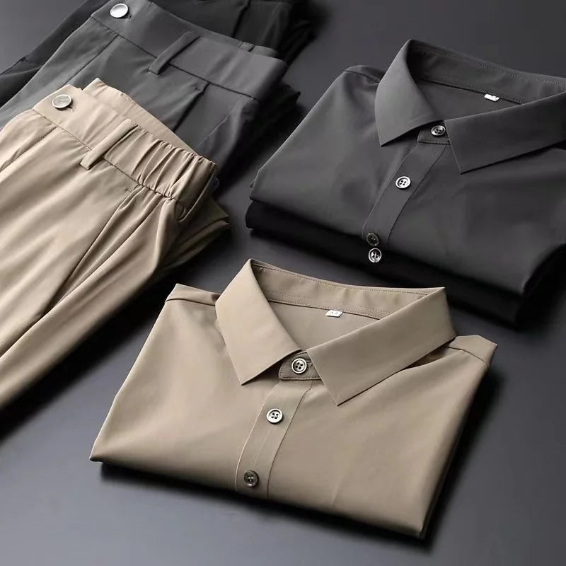 Set da Uomo a 2 Pezzi con Polo e Pantaloni per Comfort e Stile Elegante 1