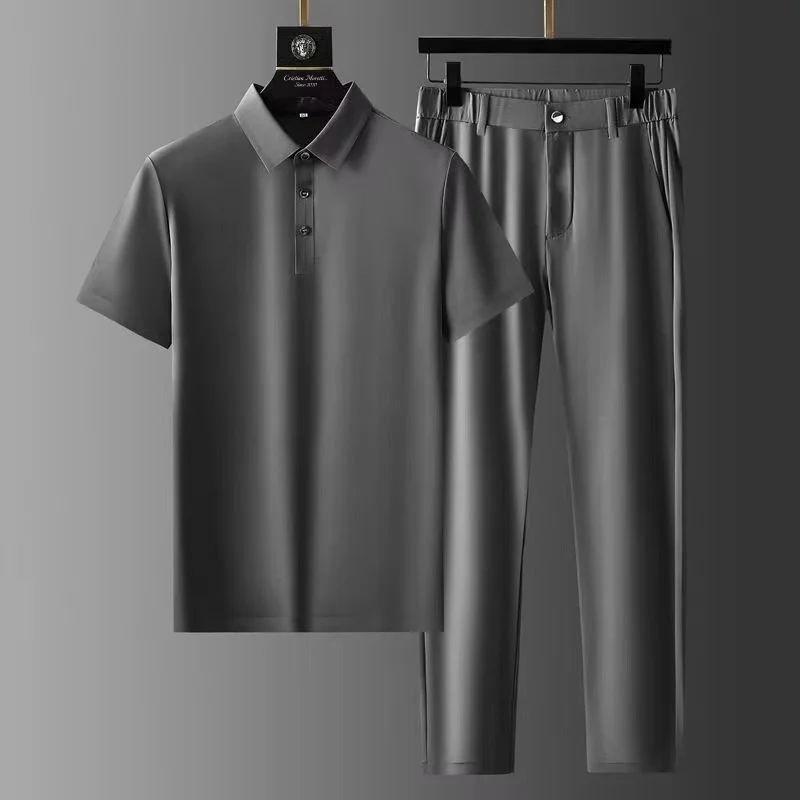 Set da Uomo a 2 Pezzi con Polo e Pantaloni per Comfort e Stile Elegante 3