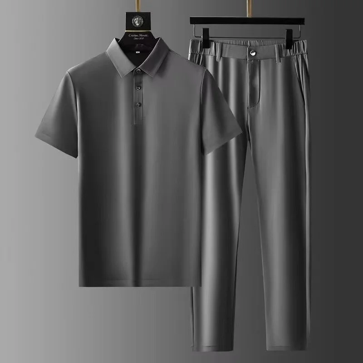 Set da Uomo a 2 Pezzi con Polo e Pantaloni per Comfort e Stile Elegante 3
