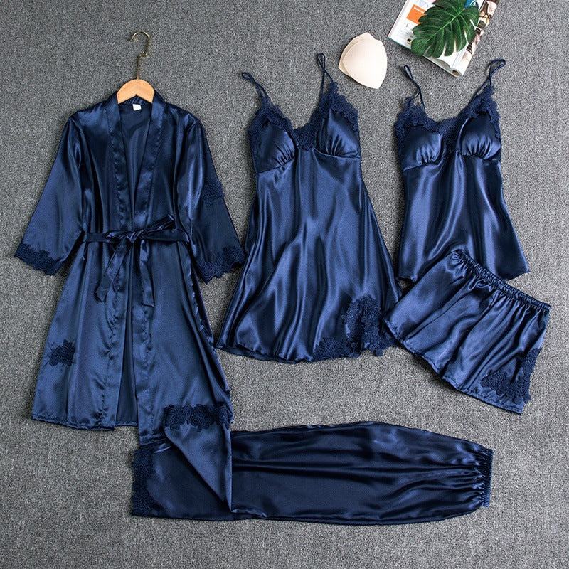 Set di Pigiama Femminile con Kimono e Top - Comodo Abbigliamento Notturno Elegante 0