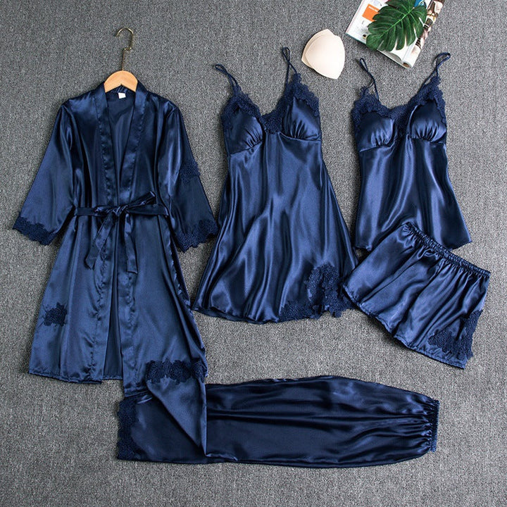 Set di Pigiama Femminile con Kimono e Top - Comodo Abbigliamento Notturno Elegante 0