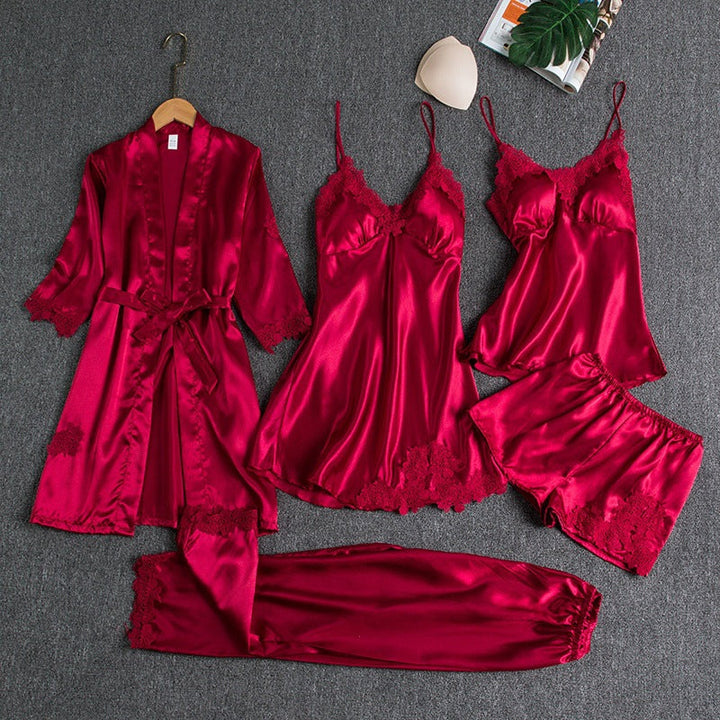 Set di Pigiama Femminile con Kimono e Top - Comodo Abbigliamento Notturno Elegante 1