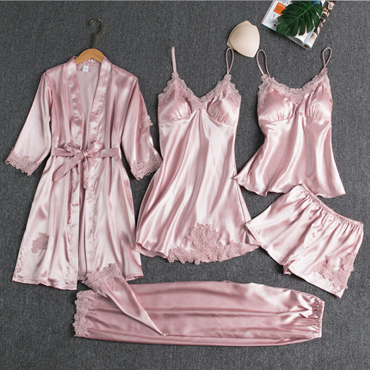 Set di Pigiama Femminile con Kimono e Top - Comodo Abbigliamento Notturno Elegante 2