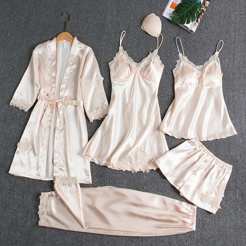 Set di Pigiama Femminile con Kimono e Top - Comodo Abbigliamento Notturno Elegante 3