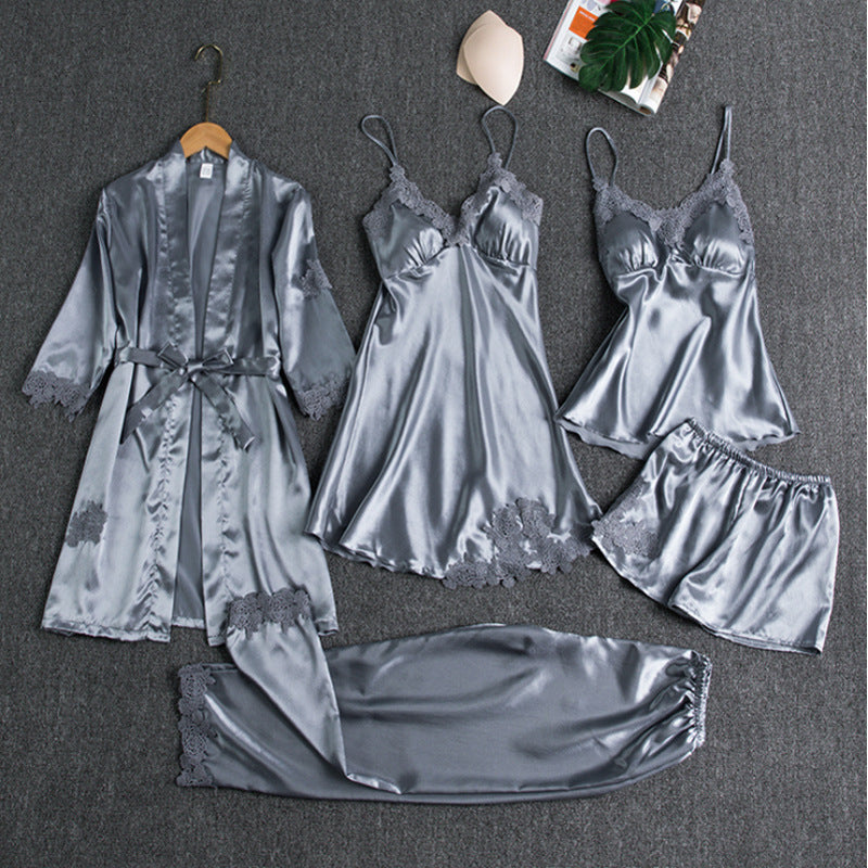 Set di Pigiama Femminile con Kimono e Top - Comodo Abbigliamento Notturno Elegante 4