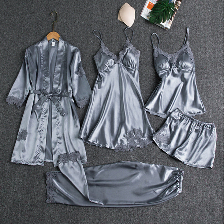 Set di Pigiama Femminile con Kimono e Top - Comodo Abbigliamento Notturno Elegante 4
