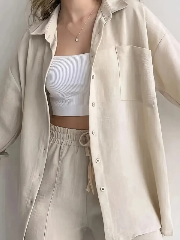 Set di Camicia e Pantaloni a Gamba Larga per Donne - Outfit Elegante e Versatile per Ogni Occasione