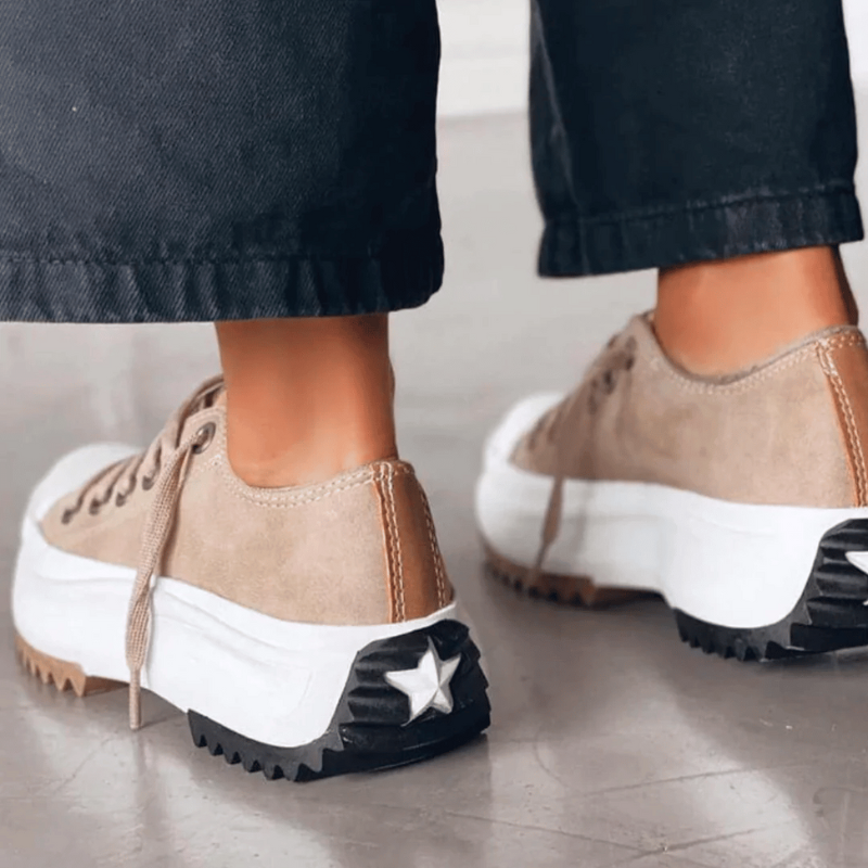 Sneakers Bianche Donna in Tela Chunky con Piattaforma Leggera