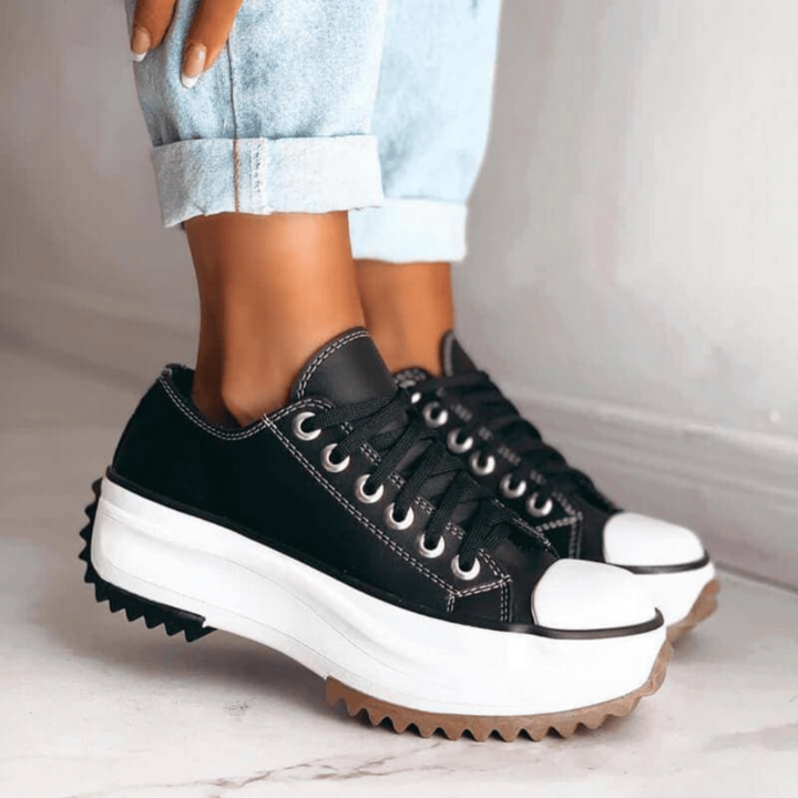 Sneakers Bianche Donna in Tela Chunky con Piattaforma Leggera