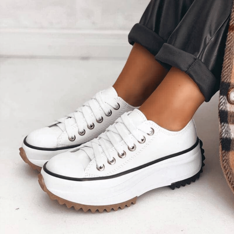 Sneakers Bianche Donna in Tela Chunky con Piattaforma Leggera