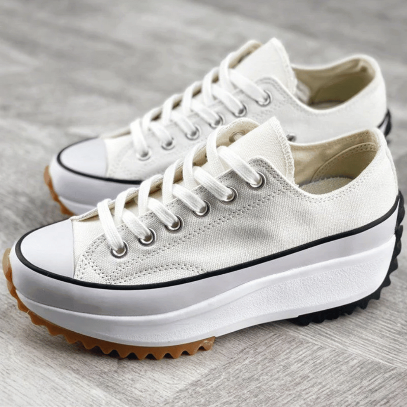 Sneakers Bianche Donna in Tela Chunky con Piattaforma Leggera