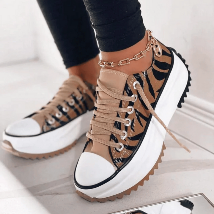 Sneakers Bianche Donna in Tela Chunky con Piattaforma Leggera