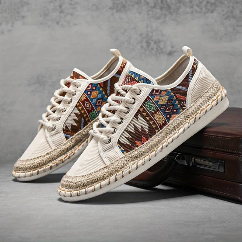 Sneakers da Uomo con Design Azteco e Suola in Juta