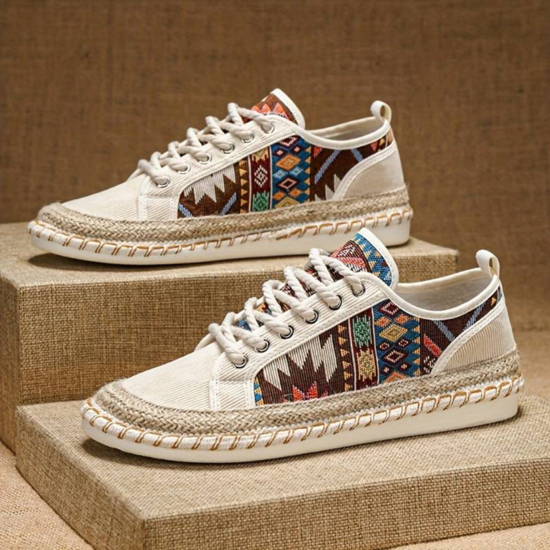 Sneakers da Uomo con Design Azteco e Suola in Juta