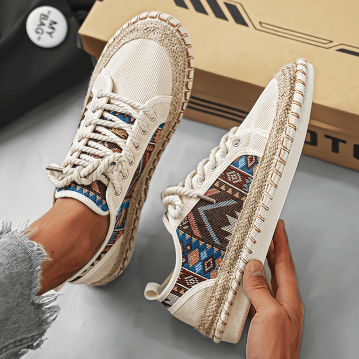 Sneakers da Uomo con Design Azteco e Suola in Juta