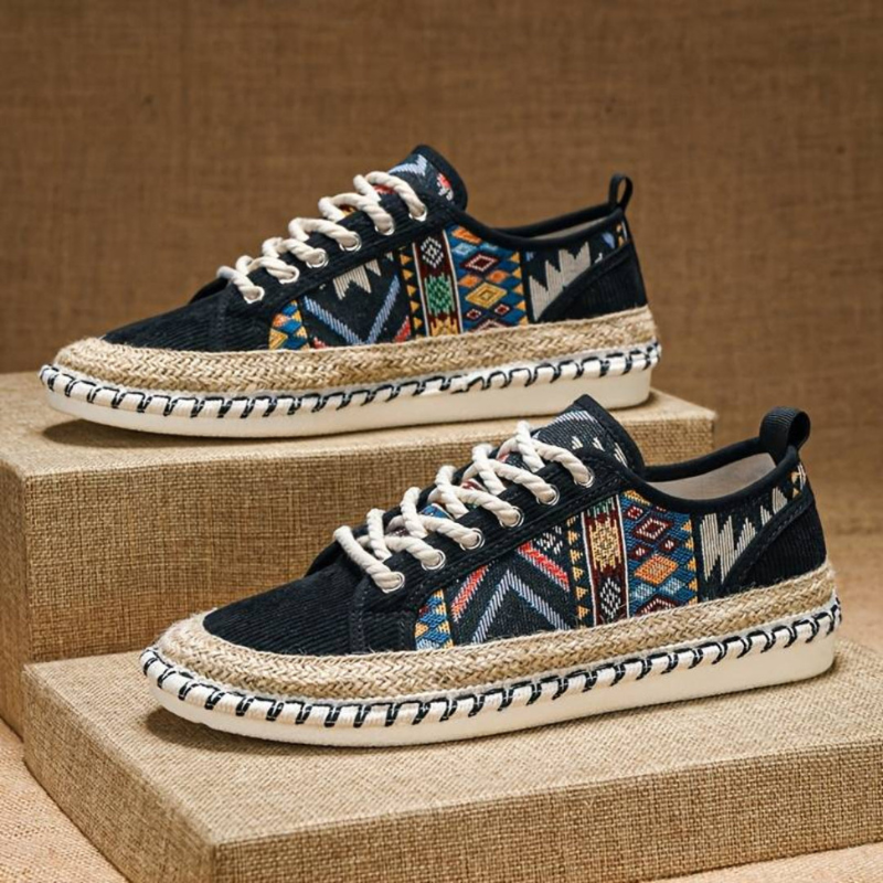 Sneakers da Uomo con Design Azteco e Suola in Juta