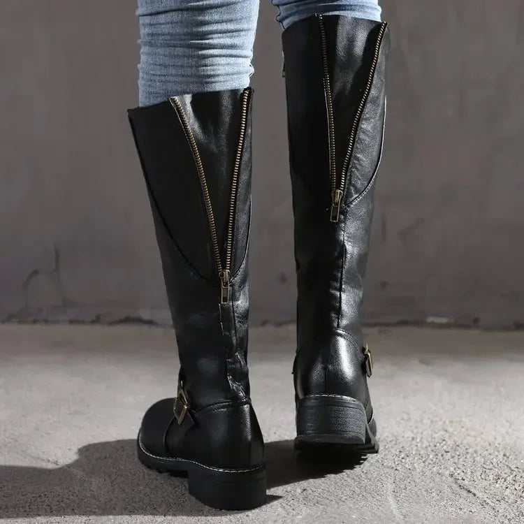 Stivali Alti Donna Eleganti con Tacco Grosso per Autunno e Inverno 1