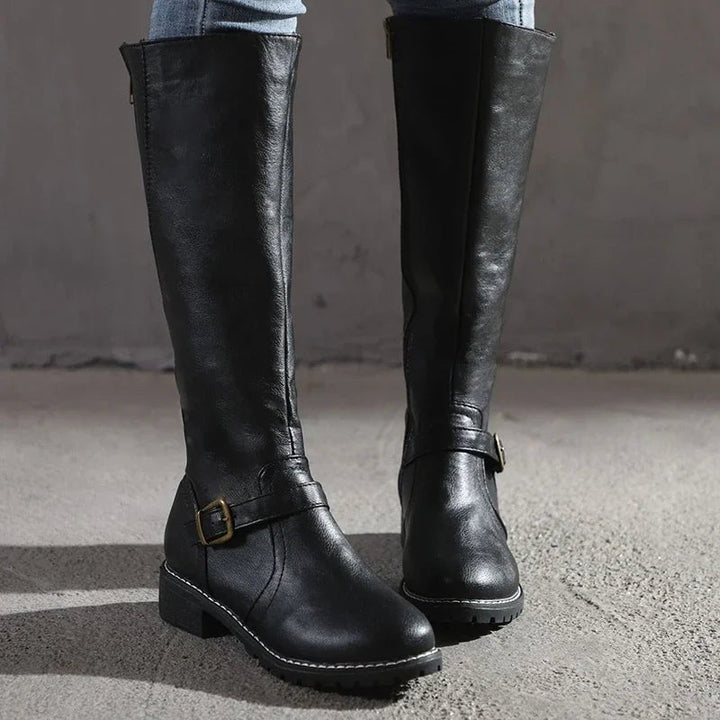Stivali Alti Donna Eleganti con Tacco Grosso per Autunno e Inverno 3