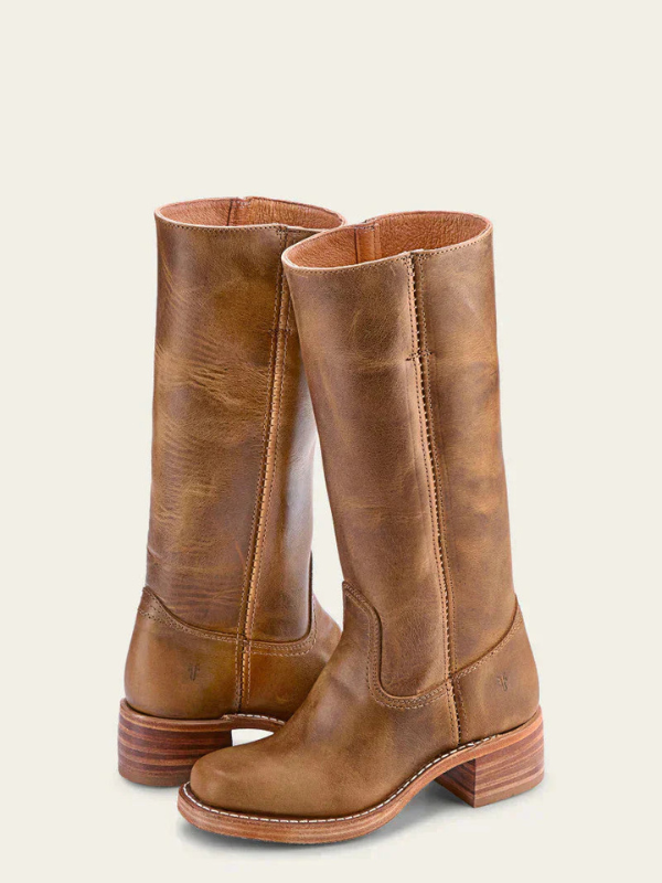 Hohe Slim-Stiefel für Damen mit Absatz und strukturiertem Boden