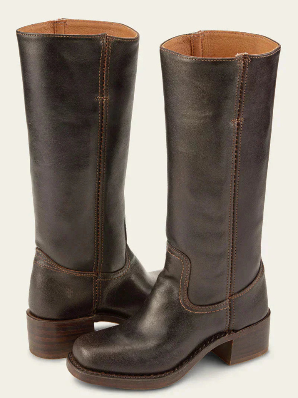 Hohe Slim-Stiefel für Damen mit Absatz und strukturiertem Boden