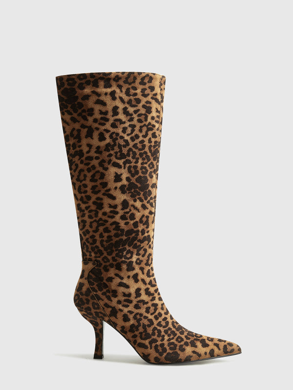 Stivali Alti Donna al Ginocchio con Stampa Leopardata e Tacco Medio - Eleganti e Comodi per Ogni Outfit 4