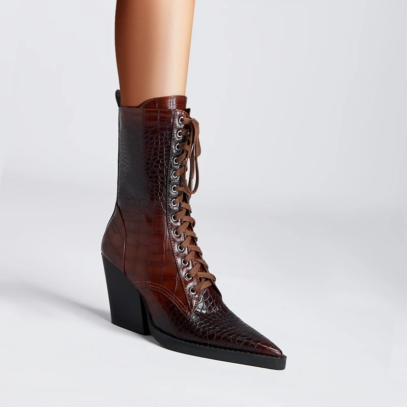 Stivali Texani Donna con Lacci - Stivali da Donna Ispirati al Western per Comfort e Stile 1