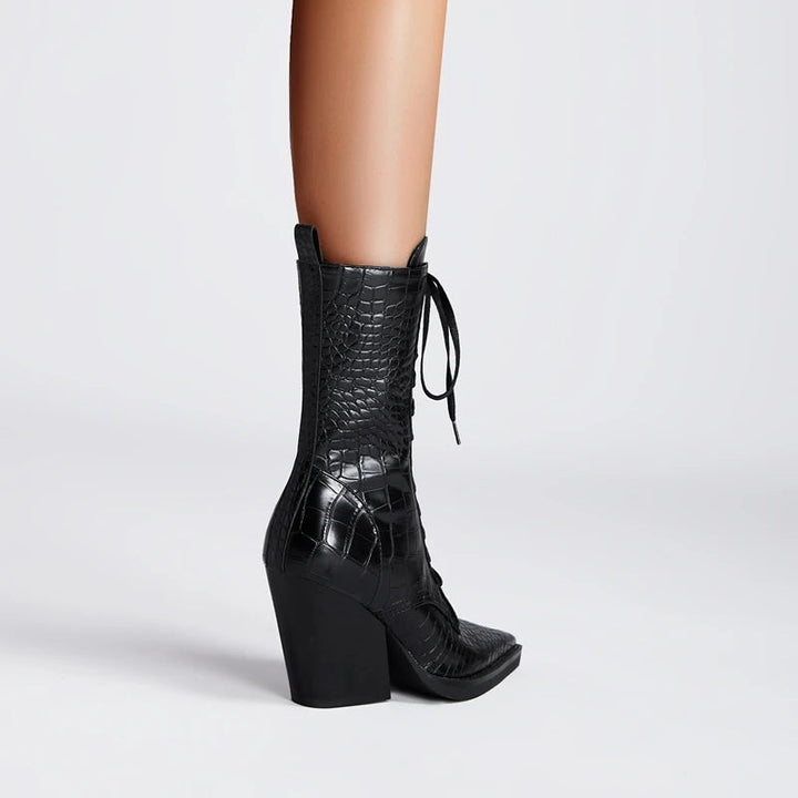 Stivali Texani Donna con Lacci - Stivali da Donna Ispirati al Western per Comfort e Stile 4