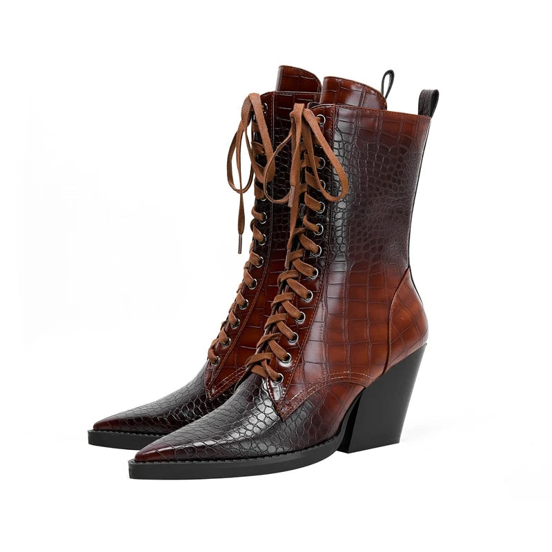 Stivali Texani Donna con Lacci - Stivali da Donna Ispirati al Western per Comfort e Stile 7