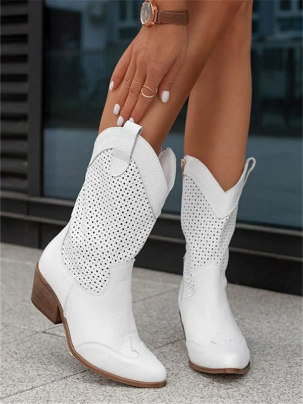 Stivali da Cowboy da Donna con Cerniere, Stivaletti da Cowboy Traspiranti per Ogni Occasione