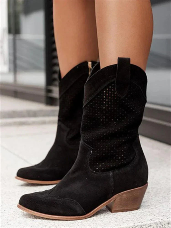 Stivali da Cowboy da Donna con Cerniere, Stivaletti da Cowboy Traspiranti per Ogni Occasione
